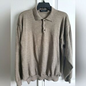 Brandini L Mens Sweater Merino Wool Green Made In Italy Long Sleeve Pullover